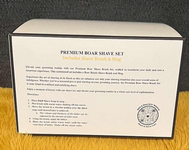 B&B White Premium Boar Shave Set