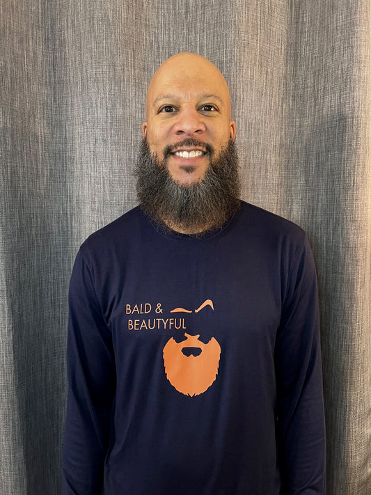 "Cavalier" Blue Long Sleeve Dri Fit T-Shirt - "Bald and Beautyful"