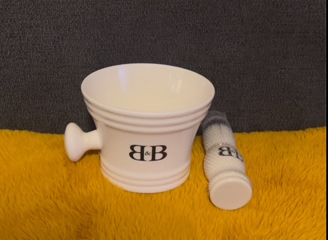 B&B White Premium Boar Shave Set
