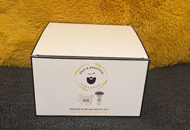 B&B White Premium Boar Shave Set